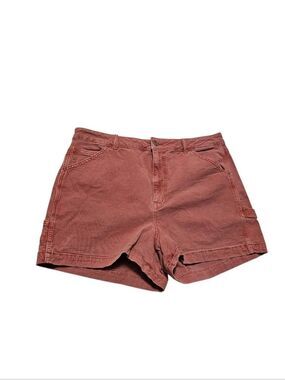 American Eagle High Waist Denim Carpenter Shorts 90s Boyfriend Red Size 16